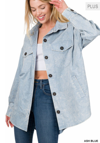 Ash Blue Vintage Washed Shacket