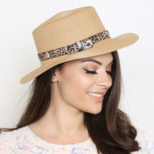 Load image into Gallery viewer, Summer Brim Hat with Leopard Belt