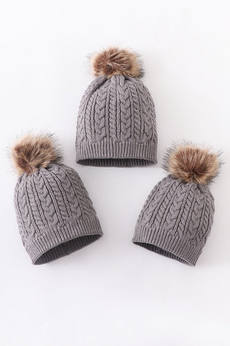 Grey Cable Knit Hats