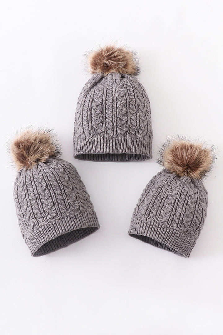 Grey Cable Knit Hats