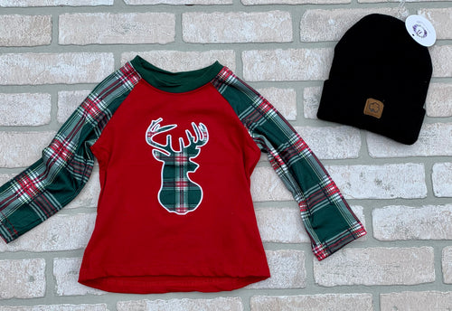 Plaid Deer Raglan