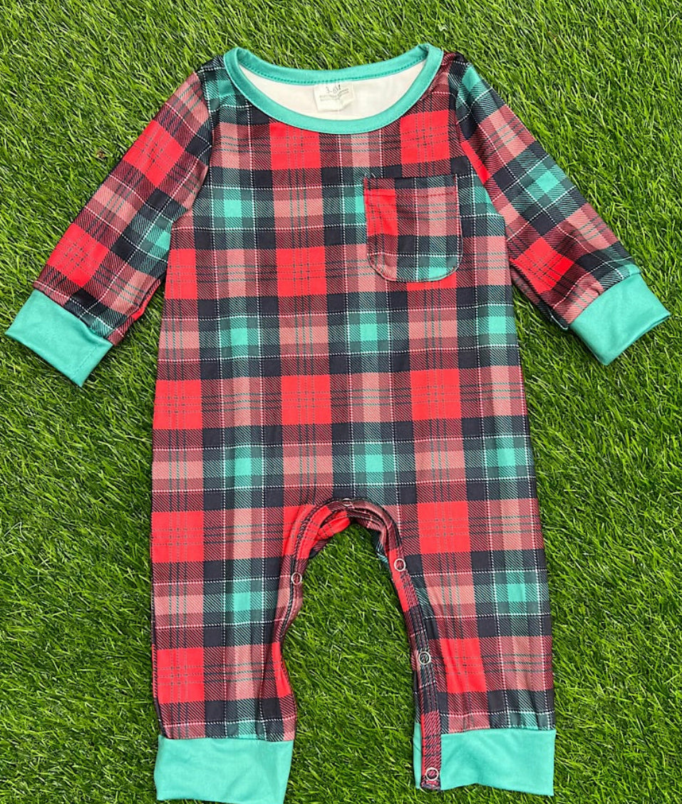 Red & Green Plaid Romper