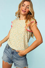 Load image into Gallery viewer, Mint Floral Ruffle Sleeve Top