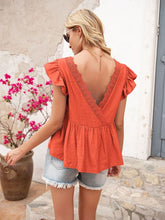 Load image into Gallery viewer, Orange Lace Back Blouse