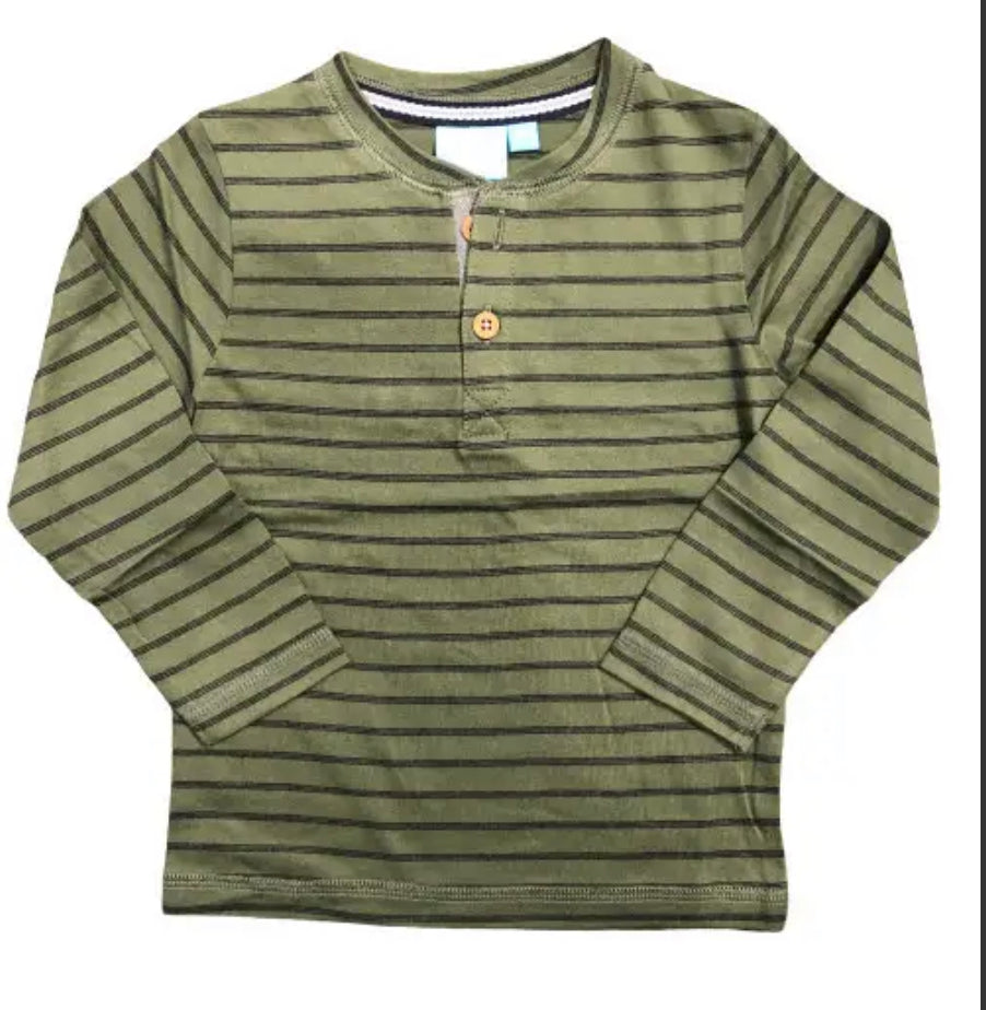 Green Striped Henley