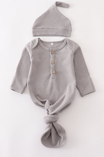 Grey Waffle Baby Gown