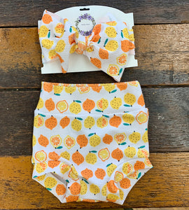 Lemon Bummie & Bow Set