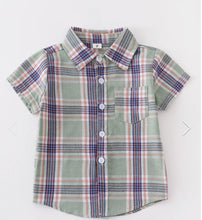 Load image into Gallery viewer, Green Plaid Button Shirt