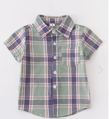 Green Plaid Button Shirt