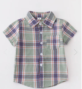 Green Plaid Button Shirt