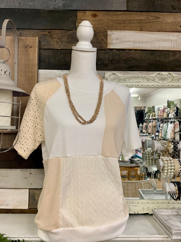Ivory & Oatmeal Color Block Top