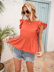 Orange Lace Back Blouse
