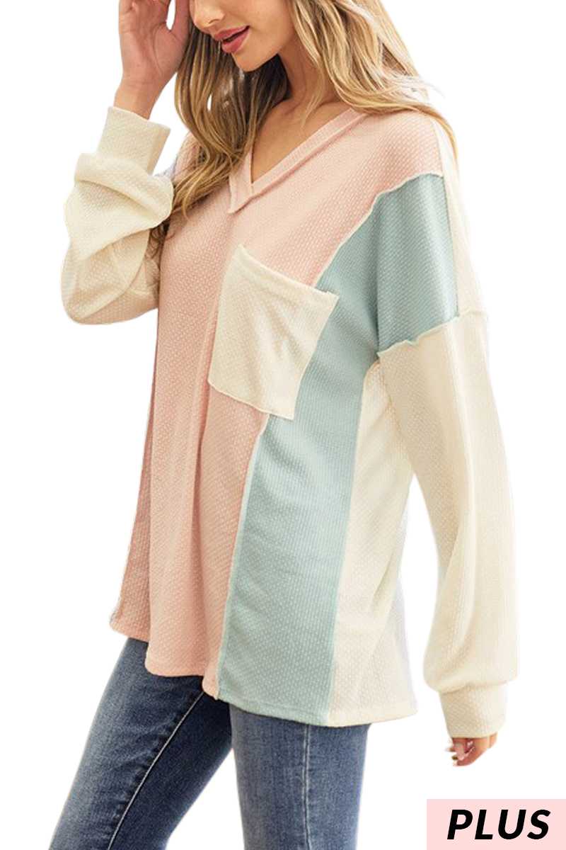 Colorblock Knit Hacci Top PLUS