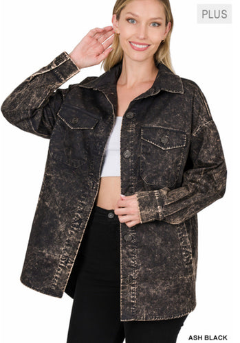 Ash Black Vintage Washed Shacket