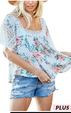Load image into Gallery viewer, Floral Top with Lace Trim PLUS