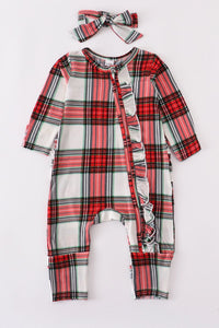 Bamboo Plaid Romper & Headband