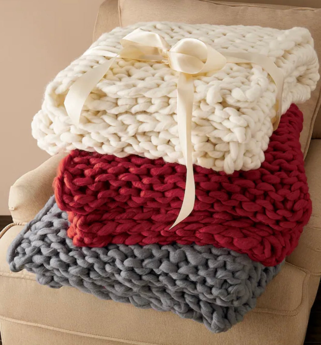 Chunky Knit Throw Gray
