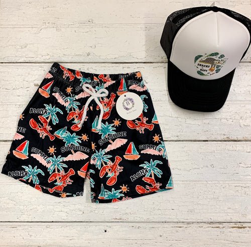 Lobster and Sailboat Swim Trunks