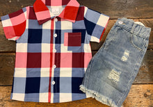 Load image into Gallery viewer, Patriotic Plaid Button Up