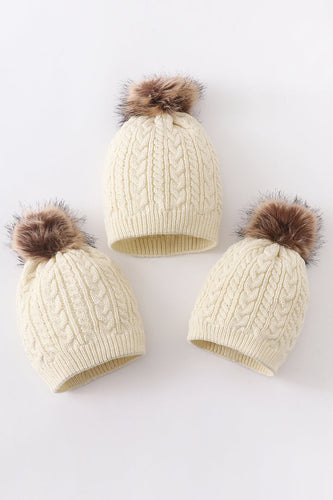 Cream Cable Knit Hats
