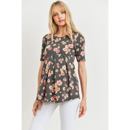 Floral Pleat Maternity Top